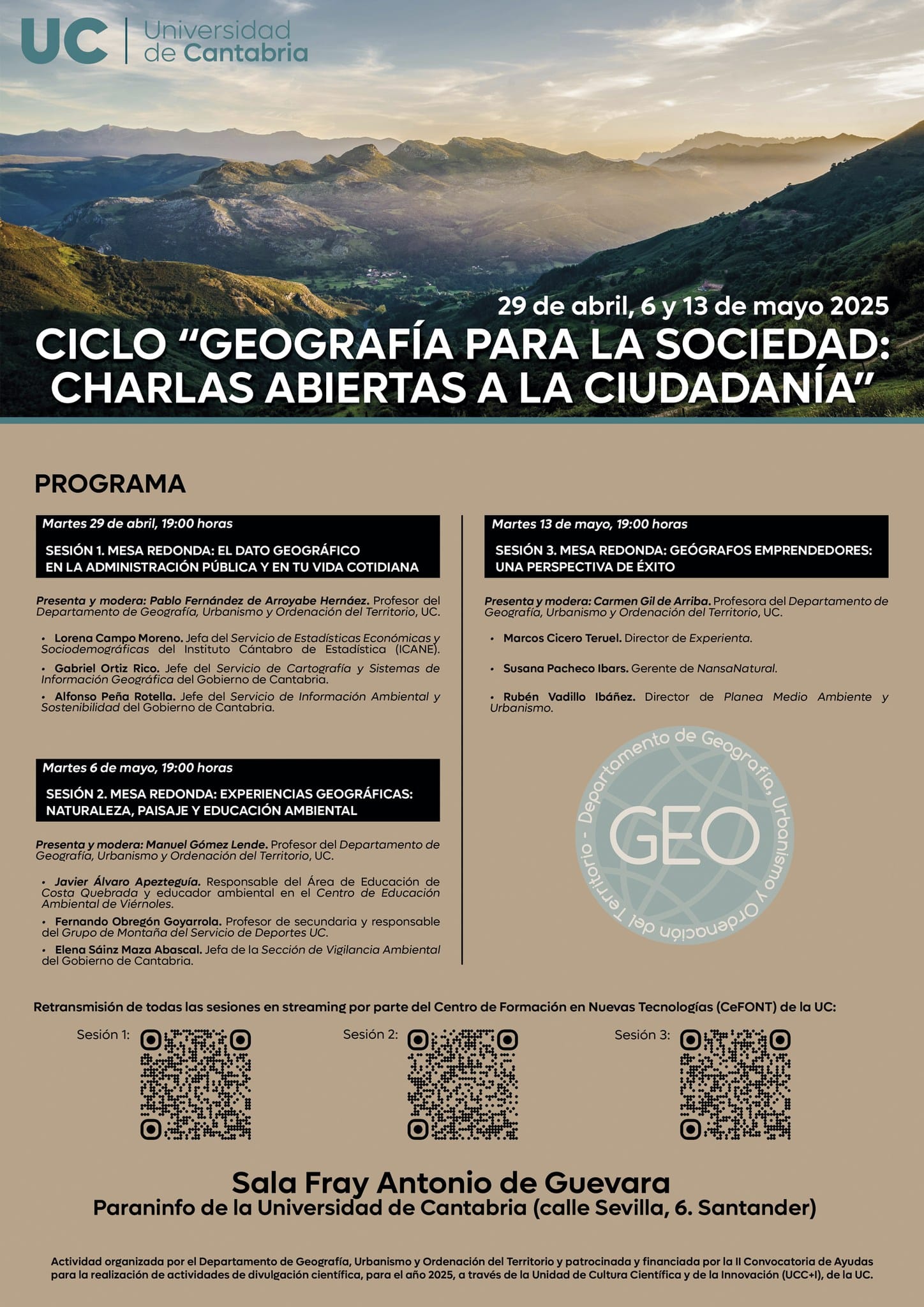 Mesa redonda: Experiencias geográficas: Naturaleza, Paisaje y Educación Ambiental