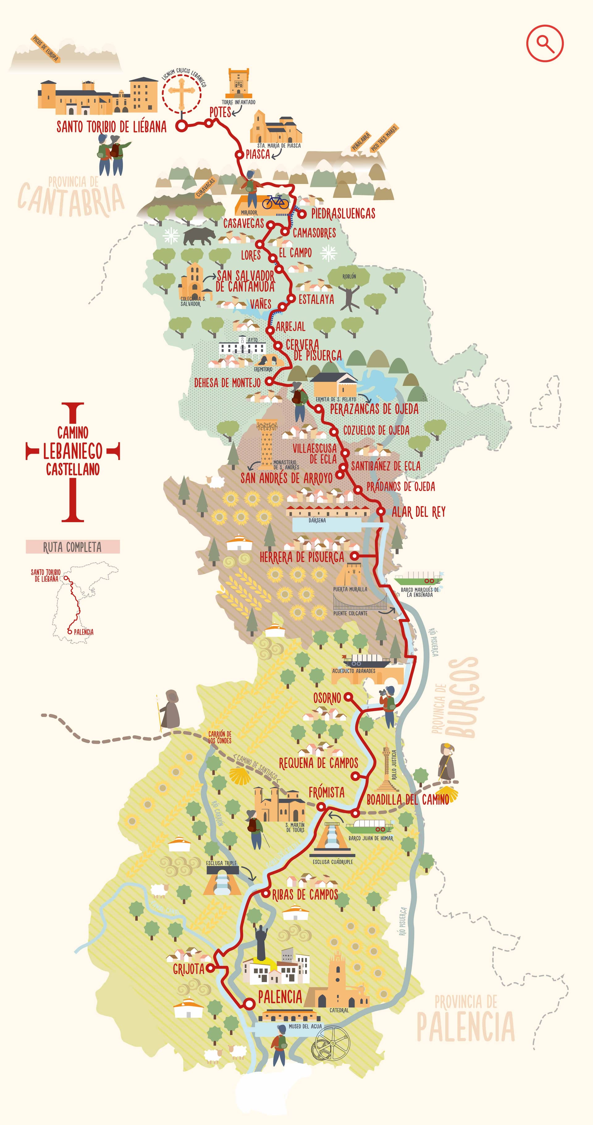 Guía del Camino Lebaniego Castellano a su paso por Palencia