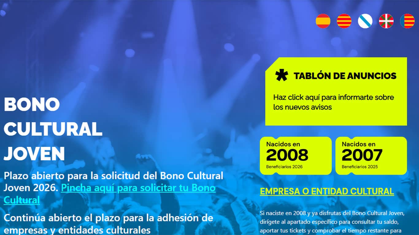 Bono Cultural Joven 2026: 400 euros para tus planes