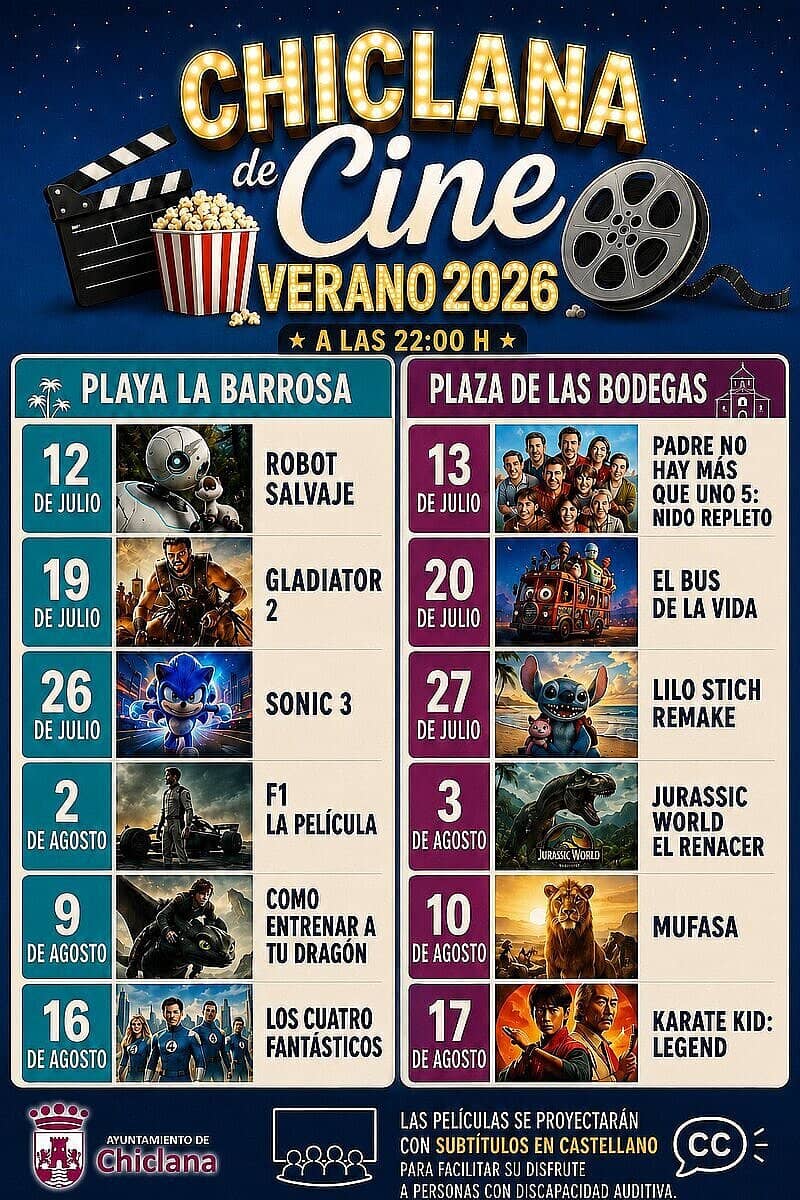 El cine de verano gratuito regresa a Chiclana